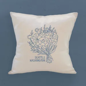Hand Drawn Bouquet City State - Square Canvas Pillow