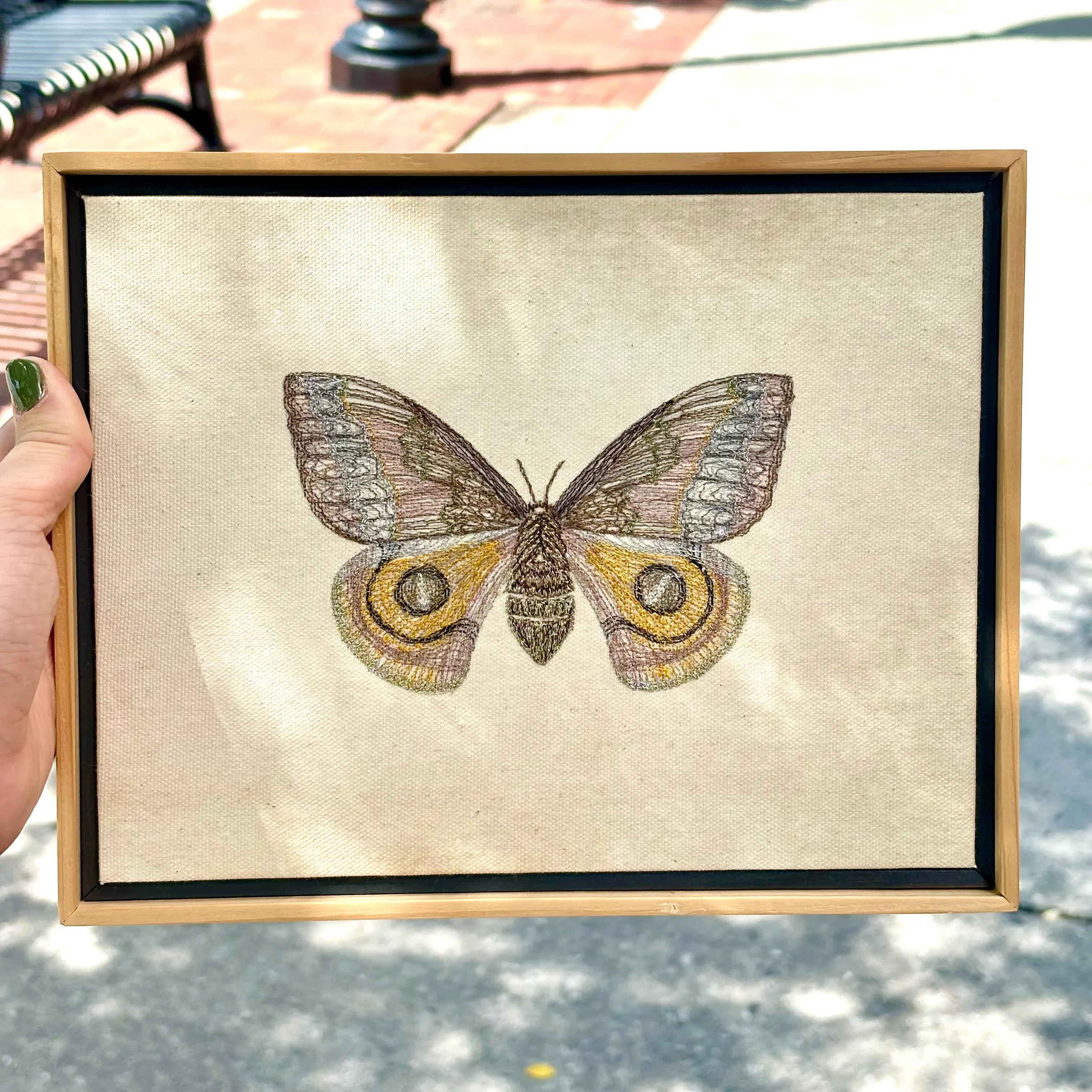 Hand-Embroidered Butterfly Wall Art