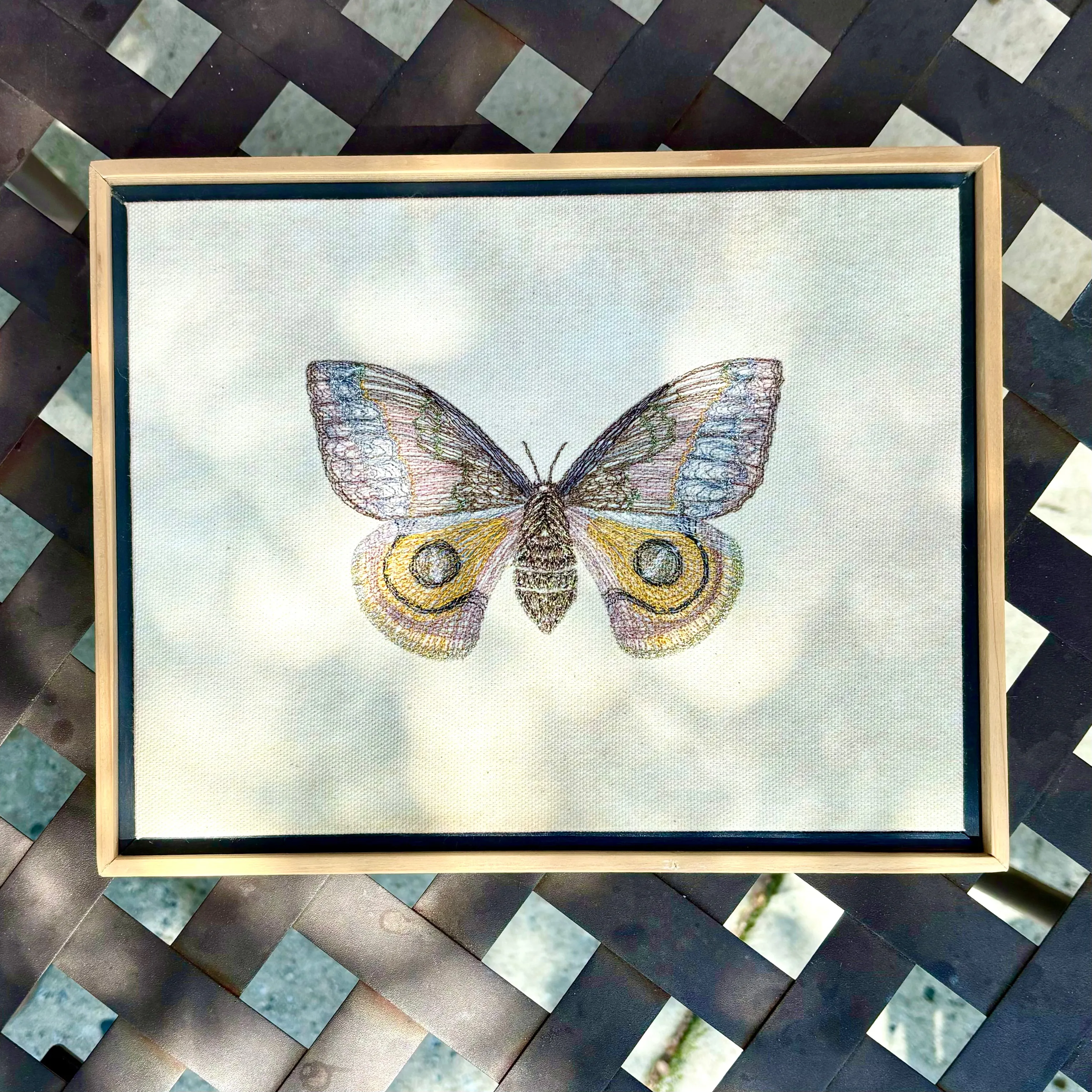 Hand-Embroidered Butterfly Wall Art