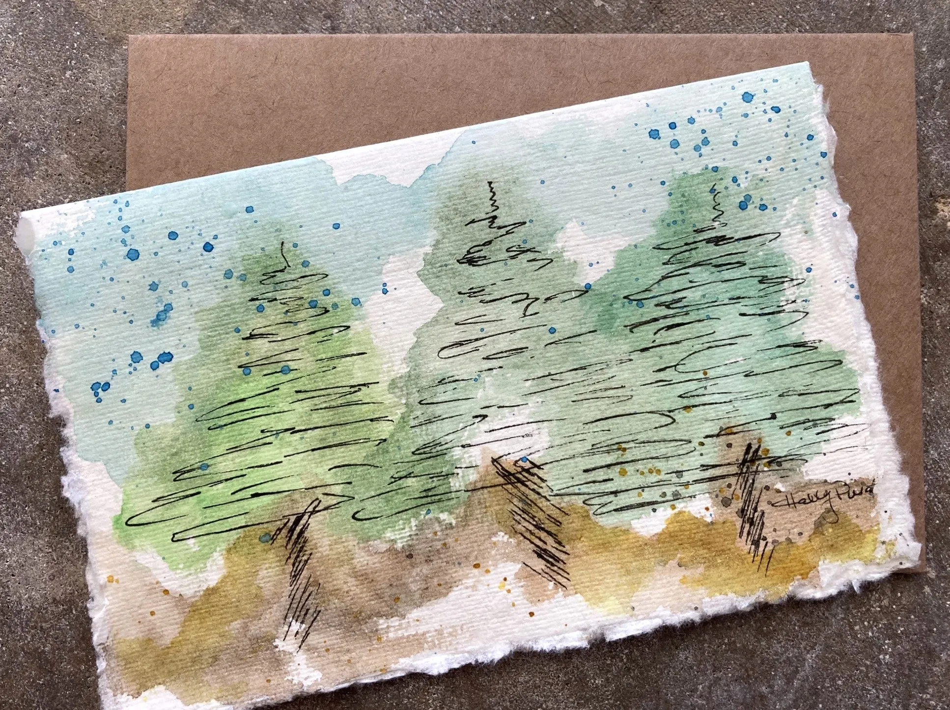 Hand-painted Christmas Cards - Signed Originals