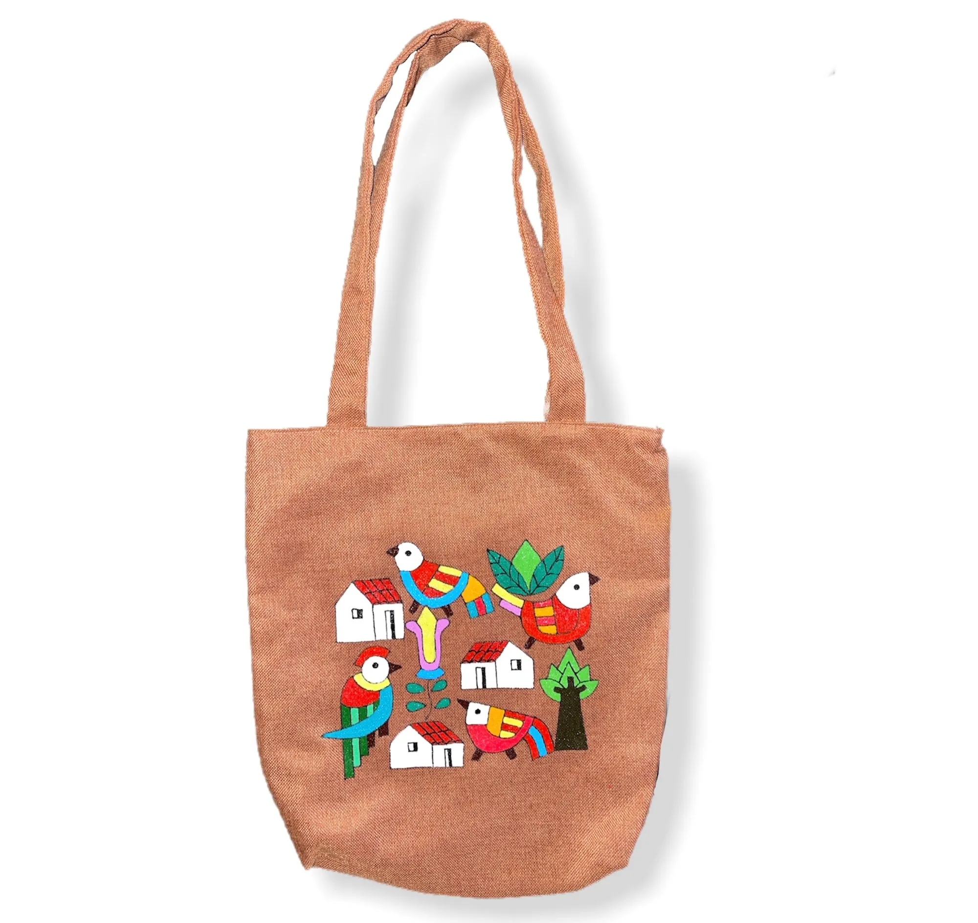 Handmade & Painted Jute Tote- Bolsa de Yute Pintada y hecha a mano