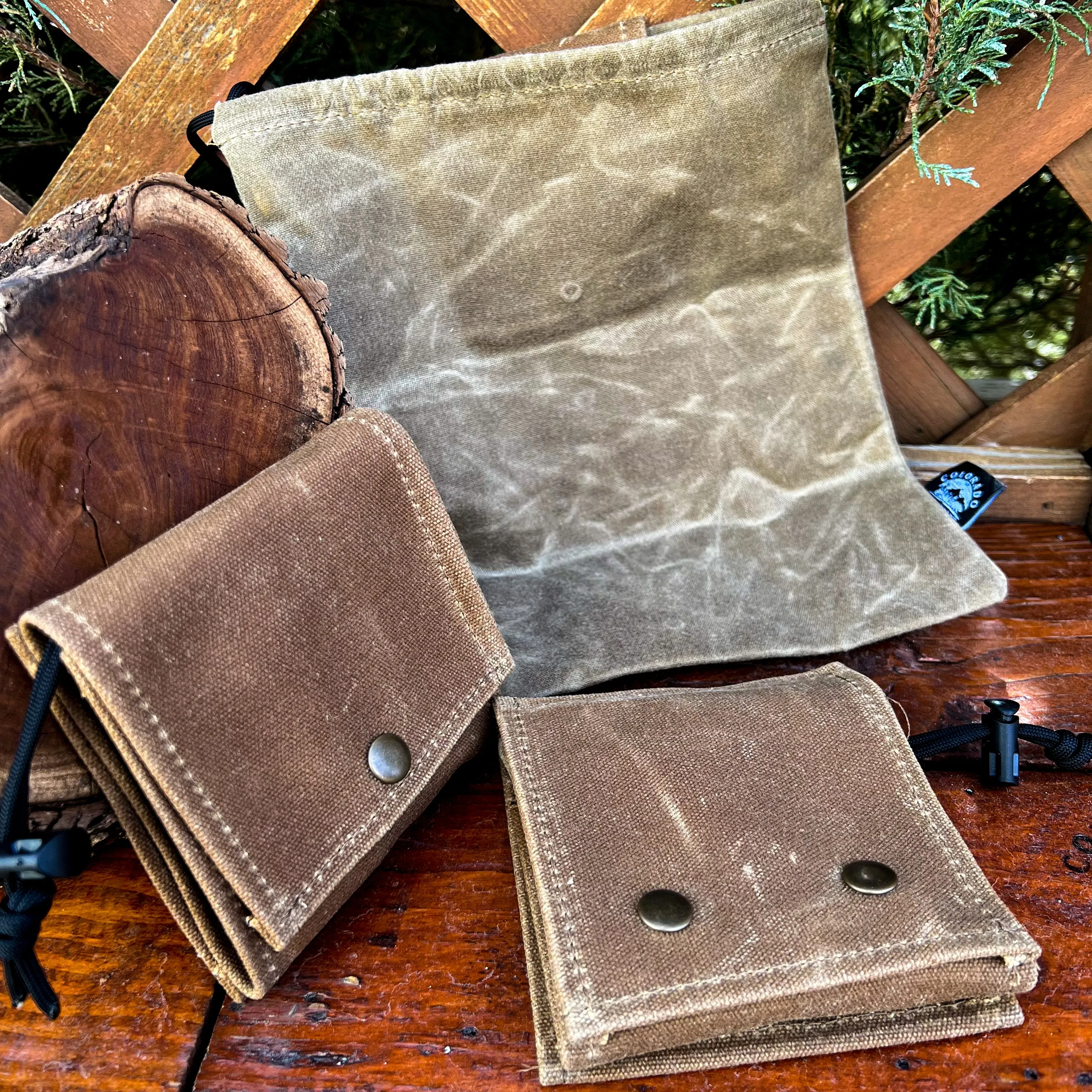 Handmade Bushcraft Foraging Pouch Gathering Bag Dump Sack Extra Pocket Waxed Canvas