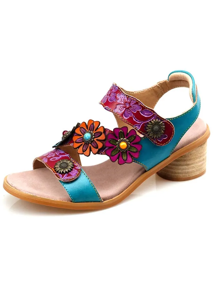 Handmade Vintage Casual Floral Sandals