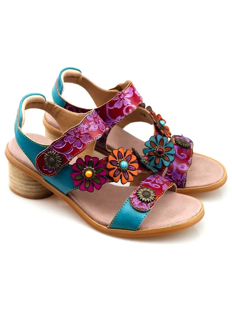 Handmade Vintage Casual Floral Sandals