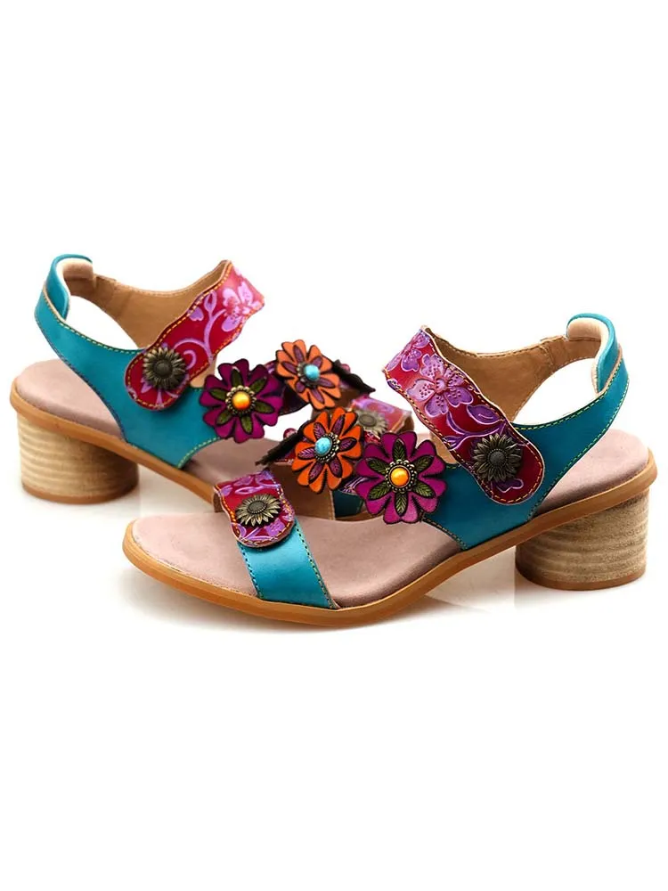 Handmade Vintage Casual Floral Sandals