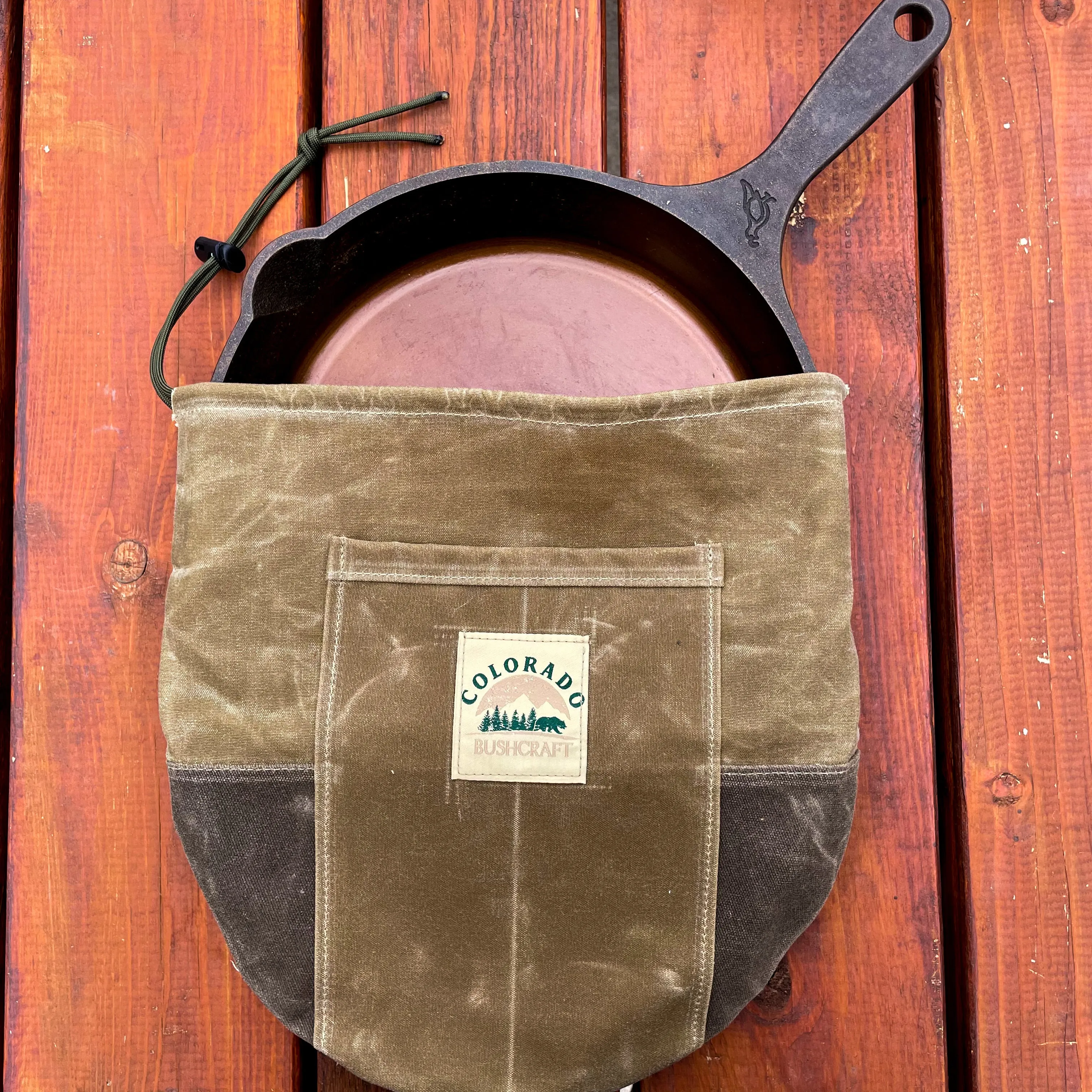 Handmade Waxed Canvas 12" Fry Pan Skillet Cover for Bushcraft Camping Outdoors