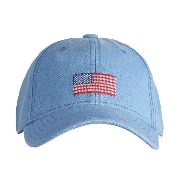 Harding Lane Kids American Flag Cotton Canvas Baseball Hat - Light Blue