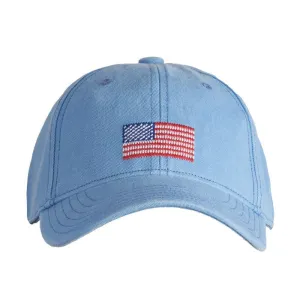 Harding Lane Kids American Flag Cotton Canvas Baseball Hat - Light Blue