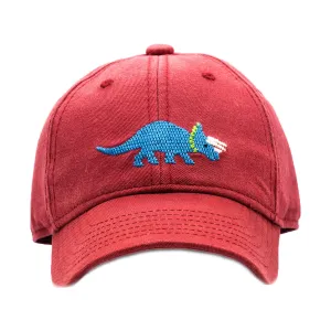 Harding Lane Kids Triceratops Cotton Canvas Baseball Hat - Weathered Red