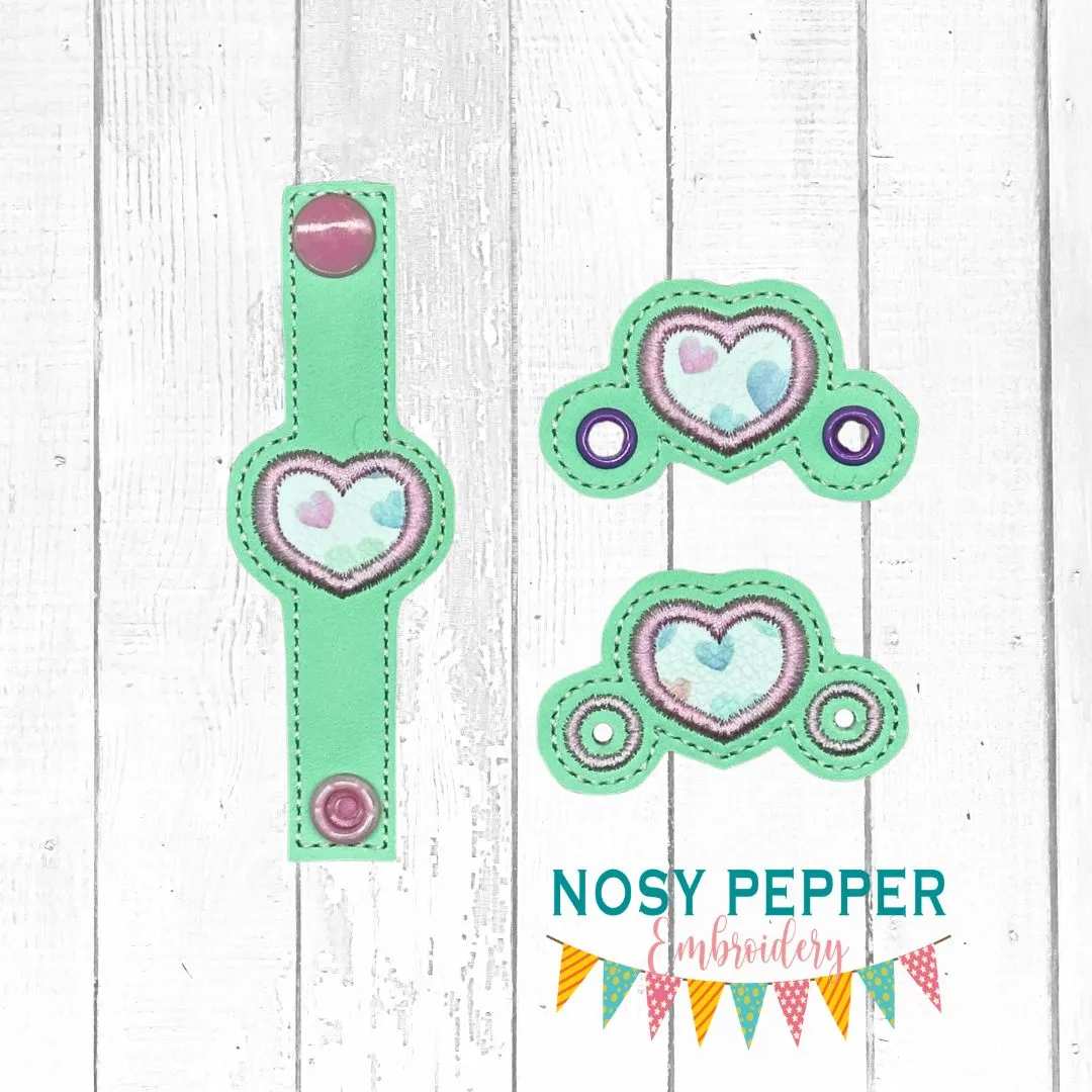 Heart Applique Shoe Charm machine embroidery design (3 versions included) DIGITAL DOWNLOAD