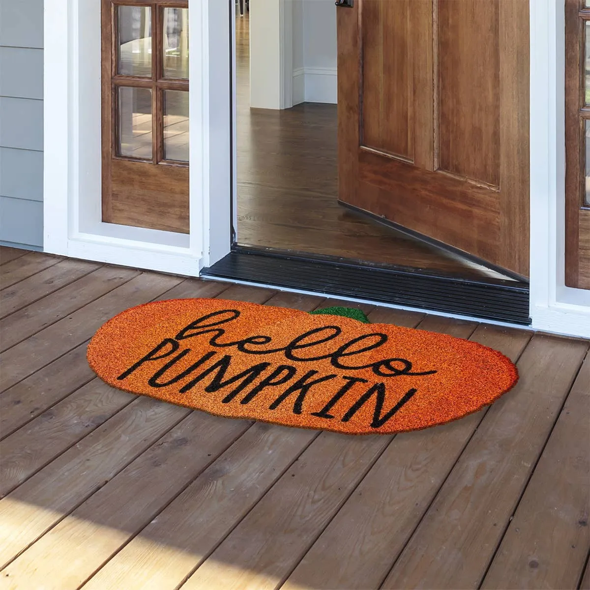 Hello Pumpkin Coir Fall Doormat 30" x 18" Indoor Outdoor