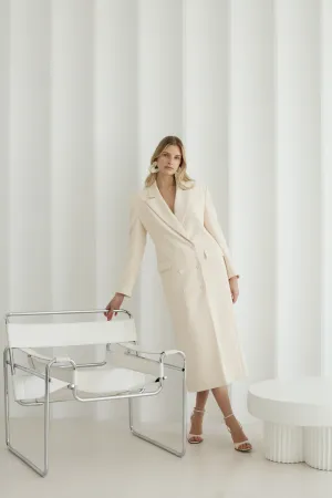 HOUDA Oversized Cream Midi Blazer Dress