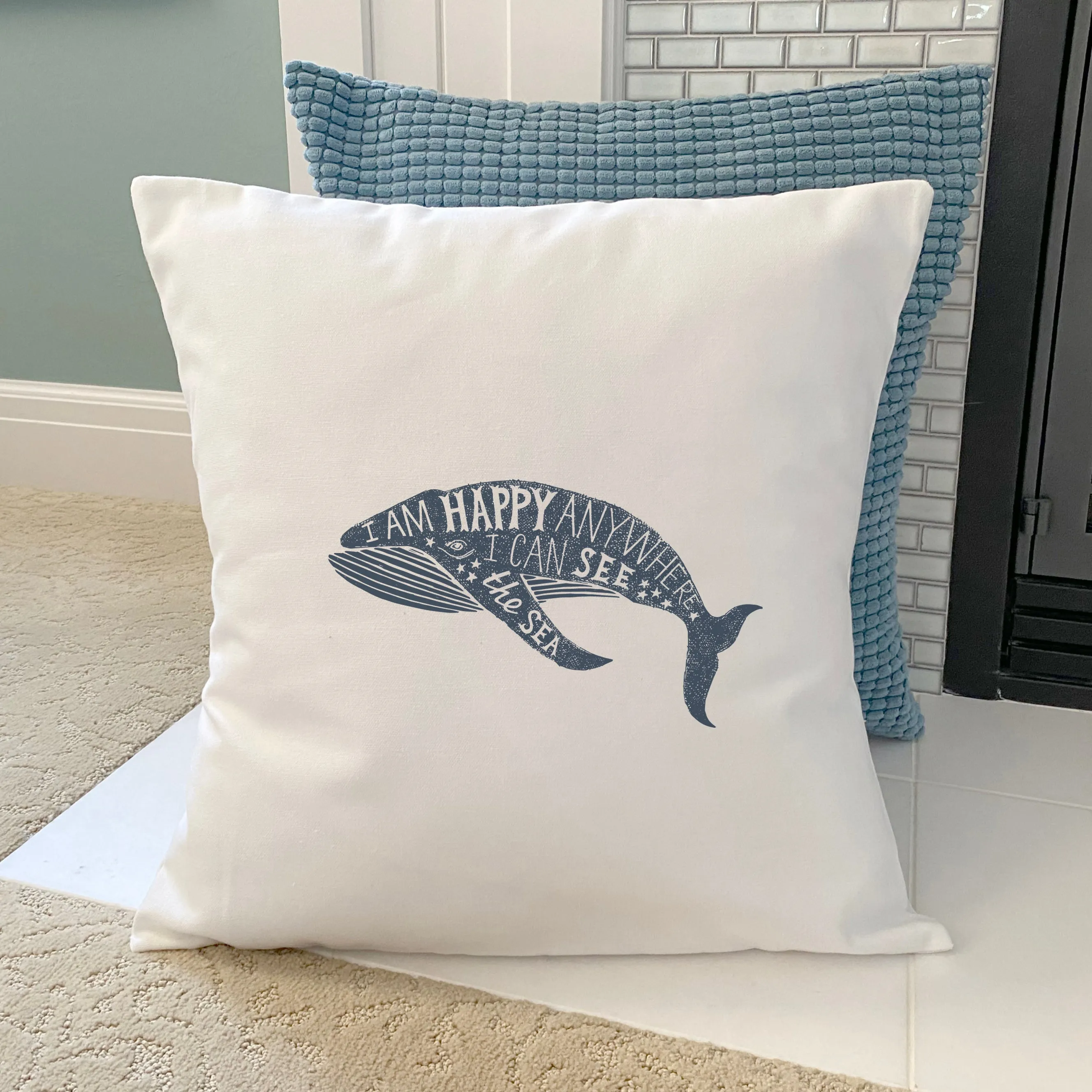 I Am Happy Anywhere - Square Canvas Pillow