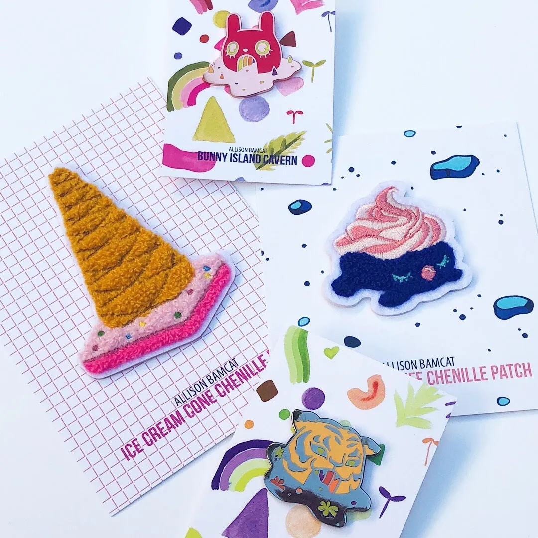 Ice Cream Cone Chenille Iron-On Patch