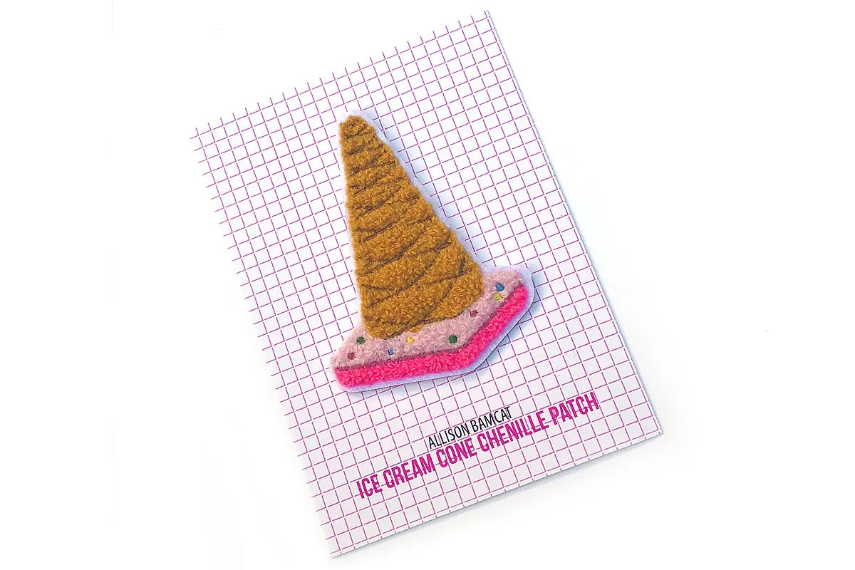 Ice Cream Cone Chenille Iron-On Patch
