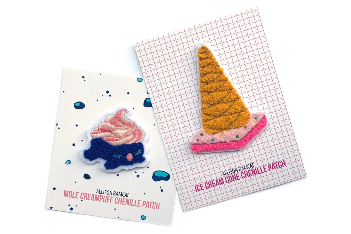 Ice Cream Cone Chenille Iron-On Patch