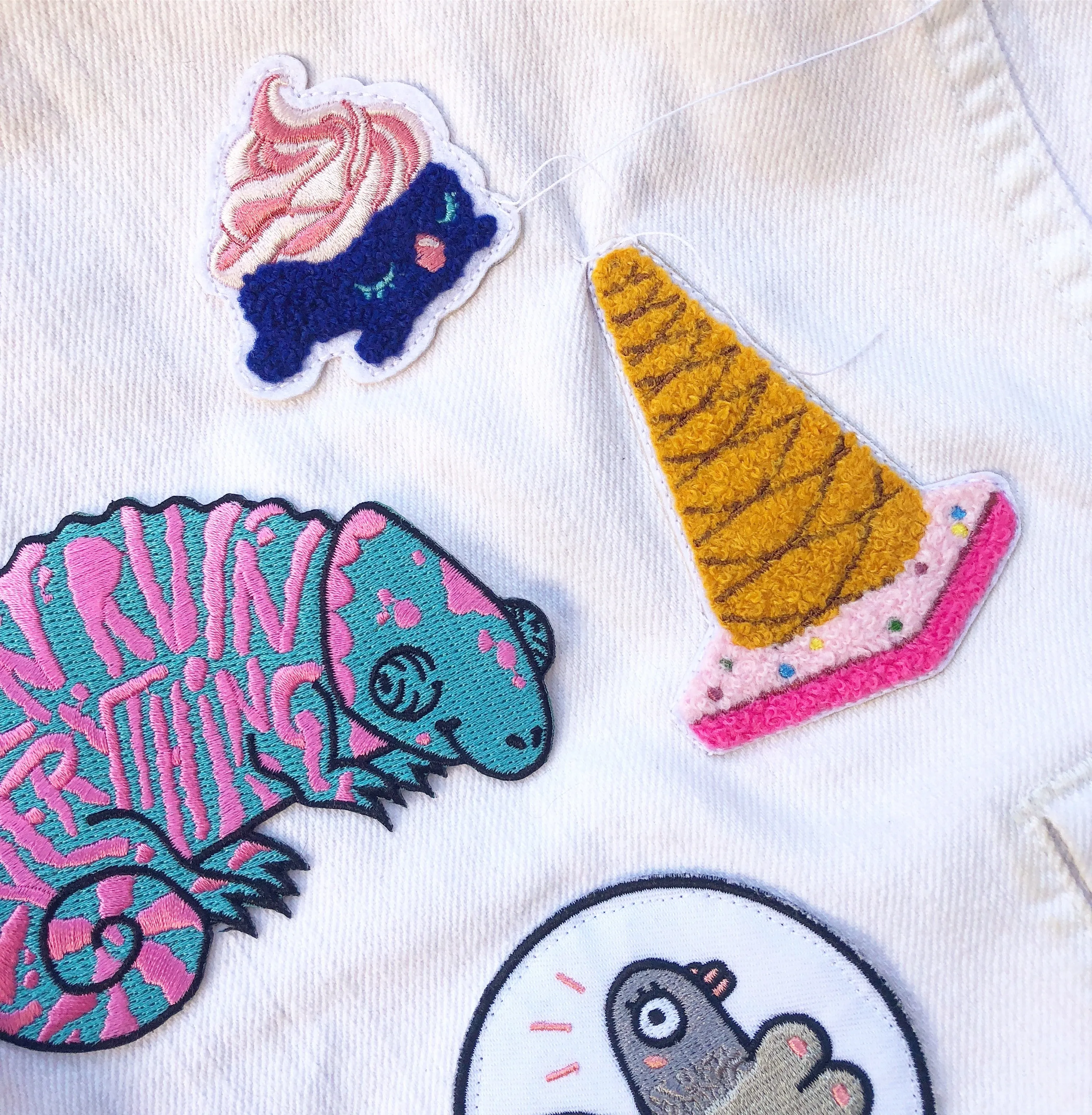 Ice Cream Cone Chenille Iron-On Patch