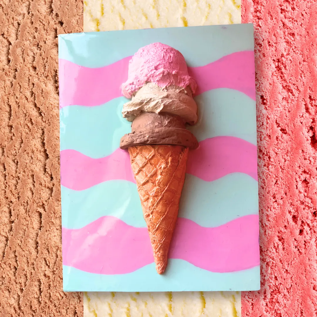 Ice Cream on Canvas (Wavy) - Sculptural Painting