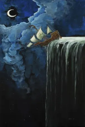 Jamin Still - 10"x 20" Canvas Painting Reproduction - 'The Black Horizon'