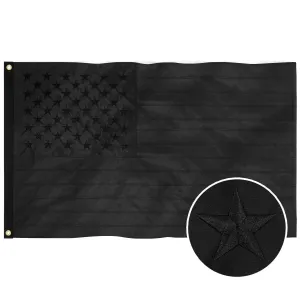 Jetlifee 3x5 FT Embroidery All Black American Flag