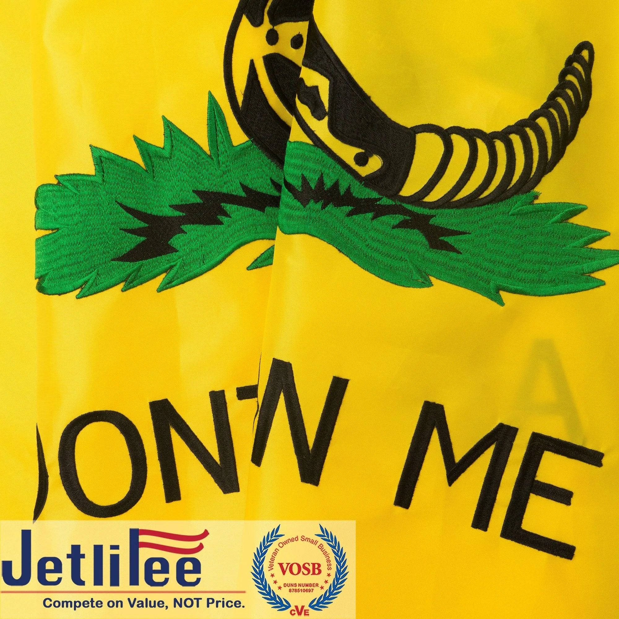 Jetlifee 3x5 Ft Embroidery Gadsden Don't Tread On Me Flag