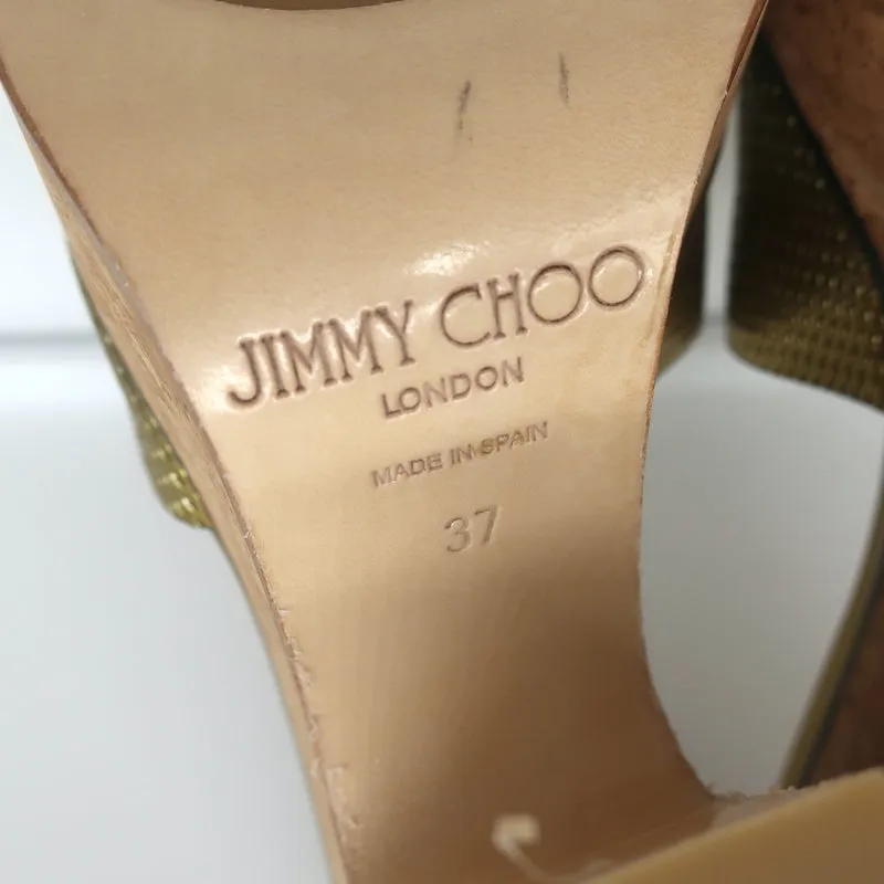 Jimmy Choo Deedee 125 Cork Platform Sandals Gold Metallic Leather Size 36 NEW