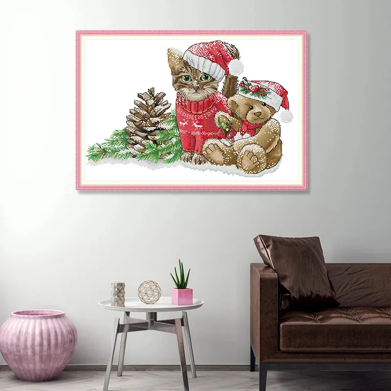 Joy Sunday Christmas Gift Cross Stitch Kits Cat Pattern