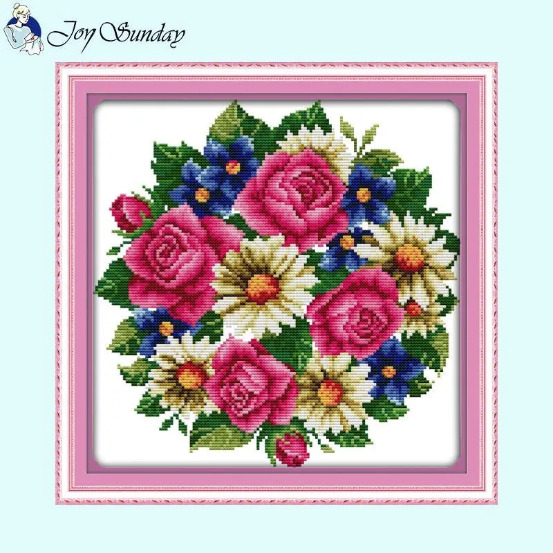 Joy Sunday Floral Counted Canvas Cross Stitch