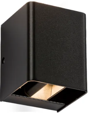 Knightsbridge WAD12ABK 230V IP65 2x 6W LED Adjustable Up & Down Wall Light Black - 3000K