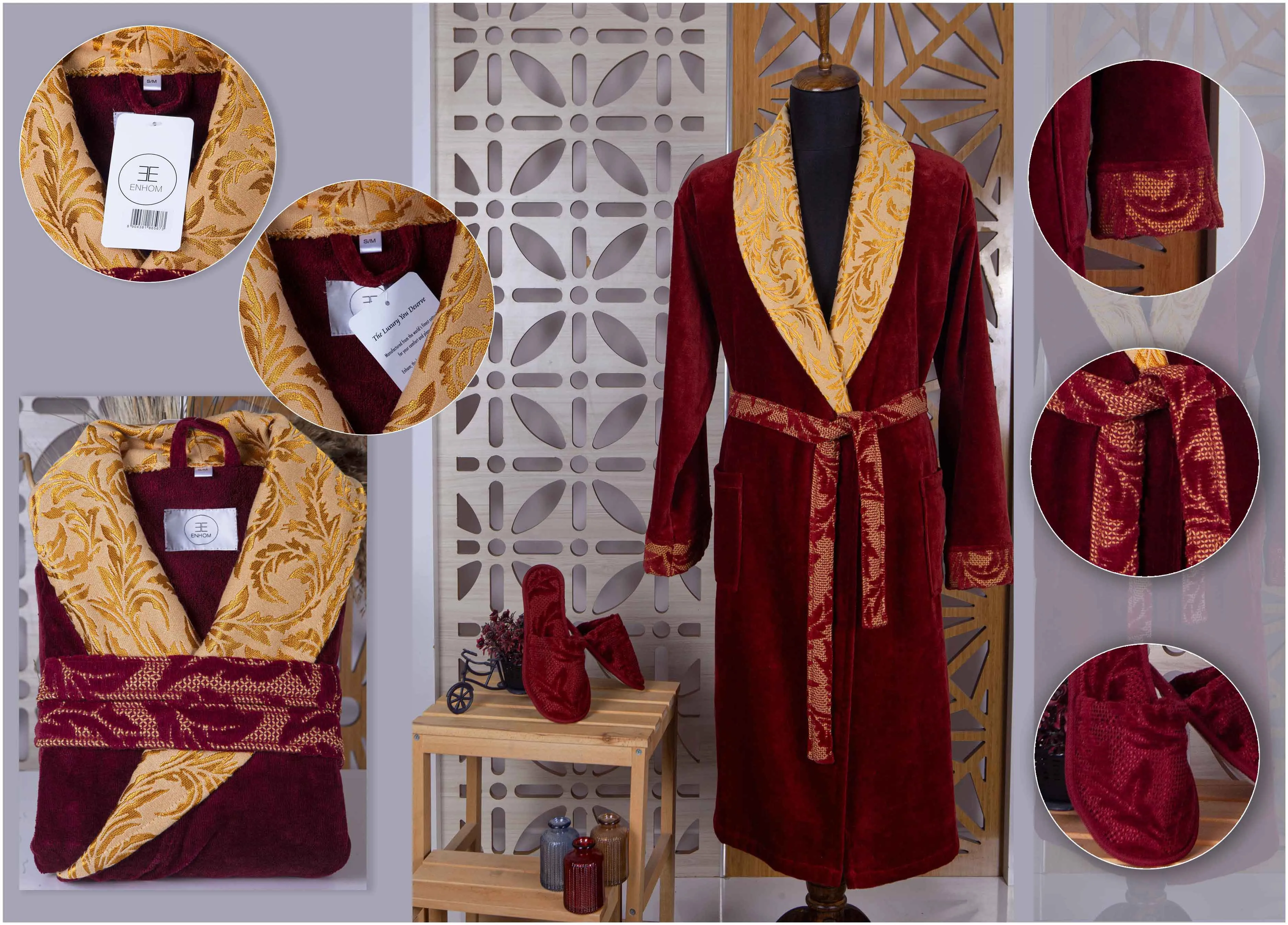 Lambeth Collection Jacquard Velvet Bathrobe