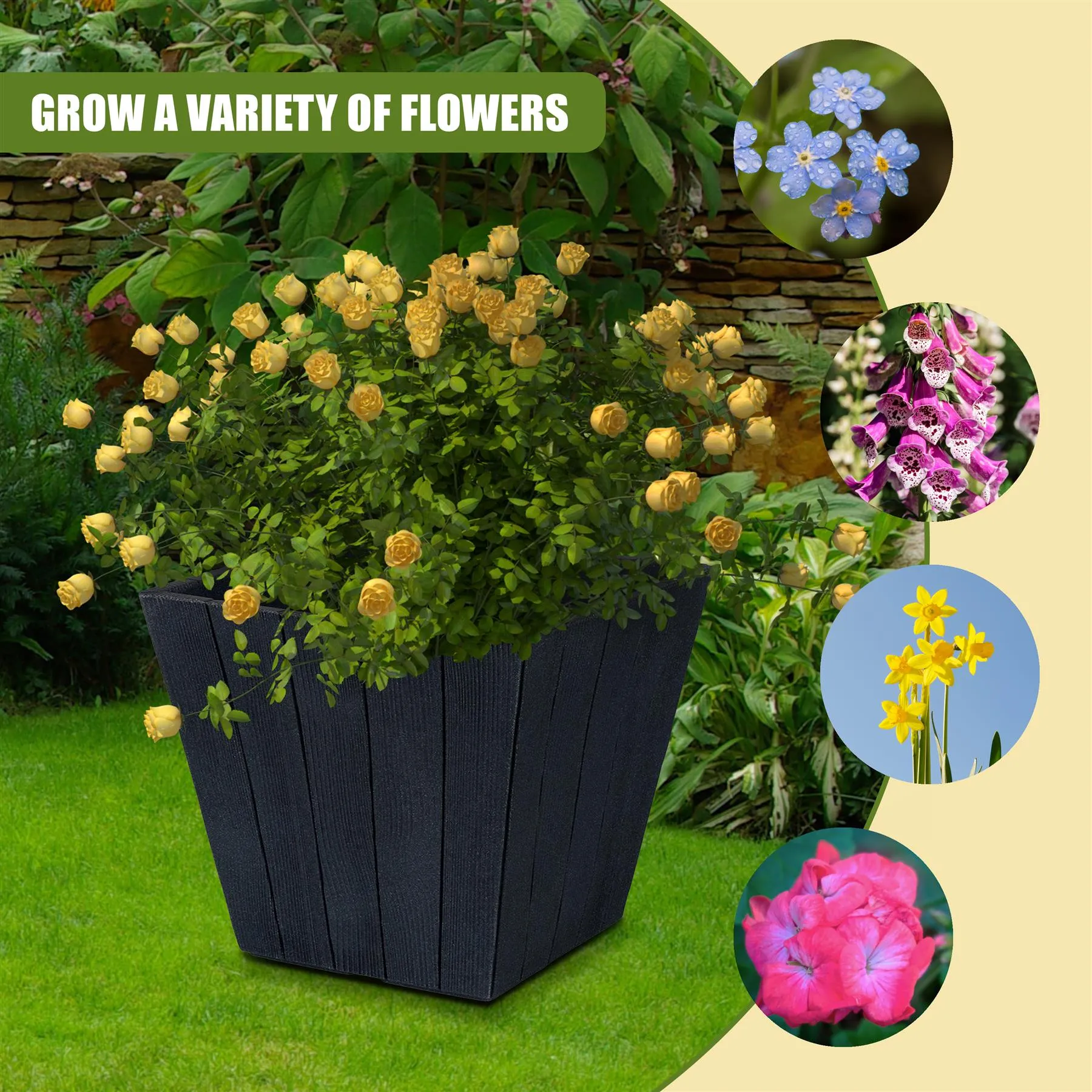 Large Flower Pot - Wooden Pattern