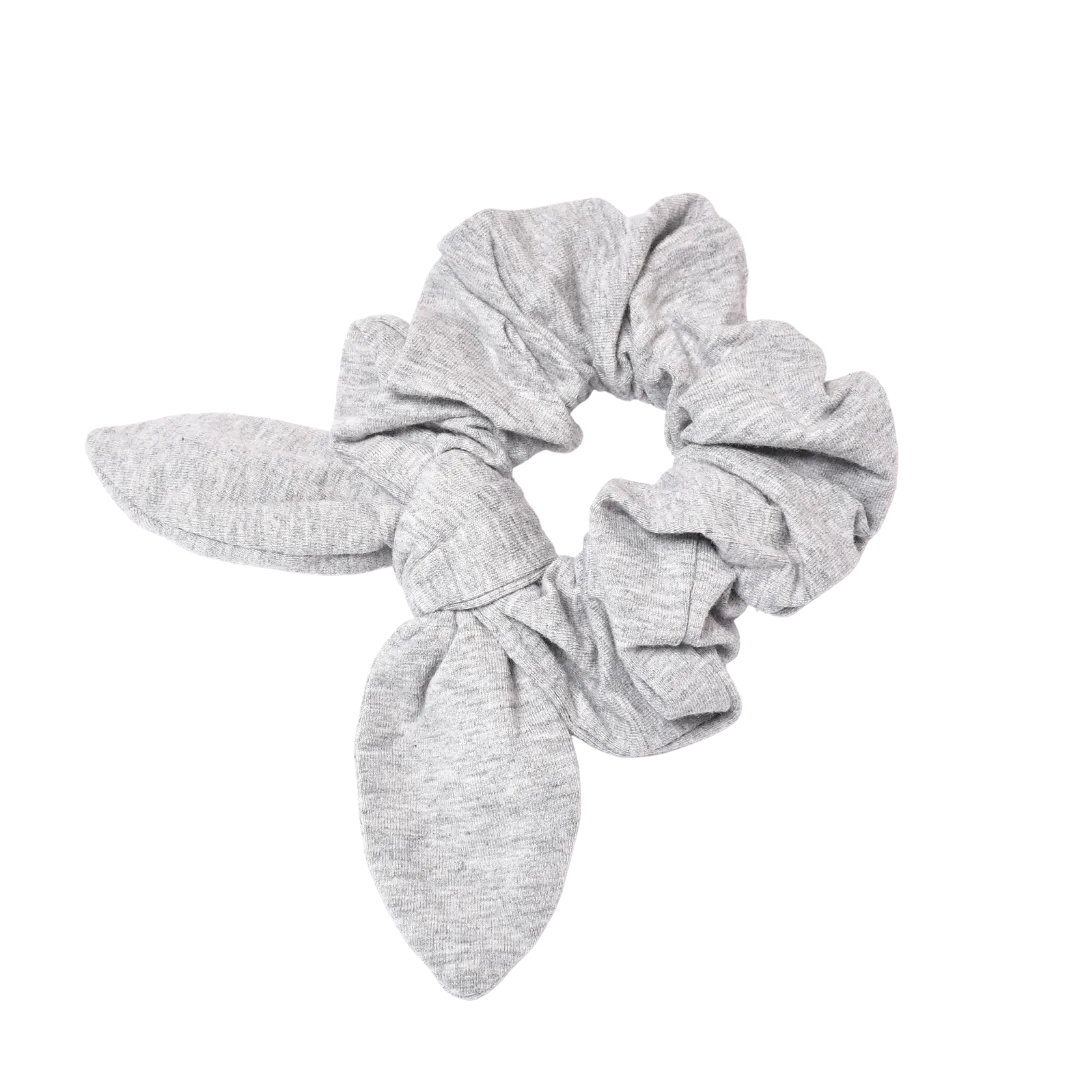 Leisure Collection Jersey Bow Scrunchie - Heather Grey
