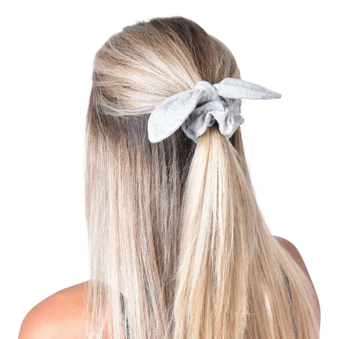 Leisure Collection Jersey Bow Scrunchie - Heather Grey