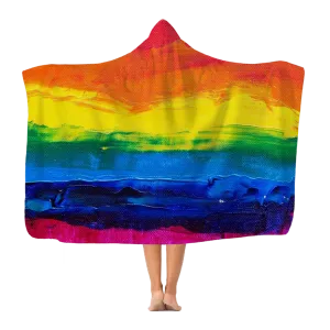 LGBT Pride Rainbow Paint Canvas Premium Hooded Blanket