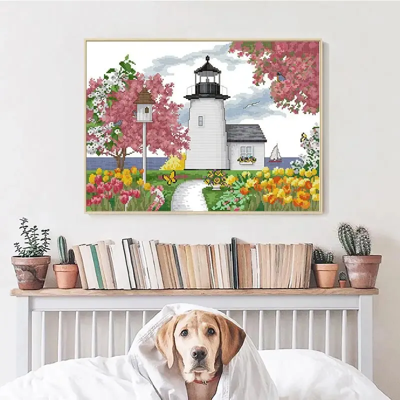 Lighthouse Scenery Needlework Embroidery
