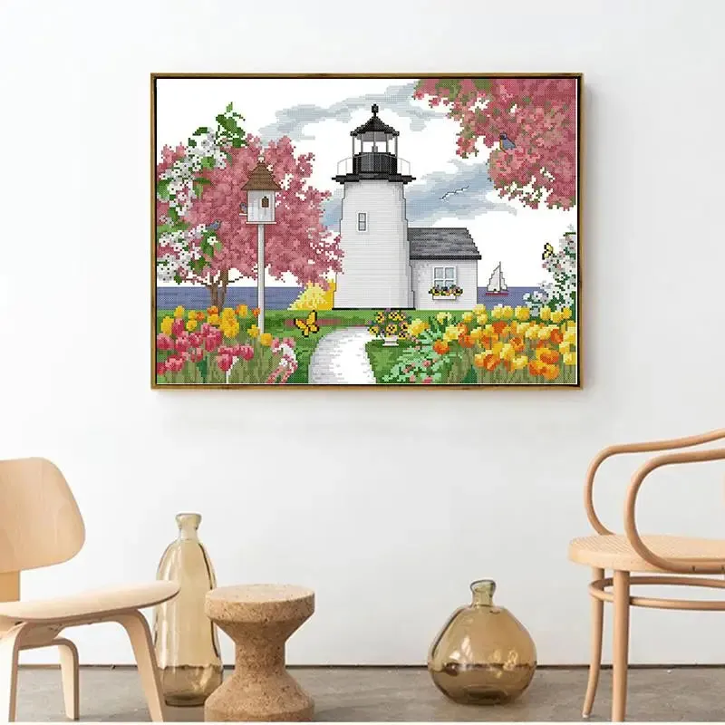 Lighthouse Scenery Needlework Embroidery