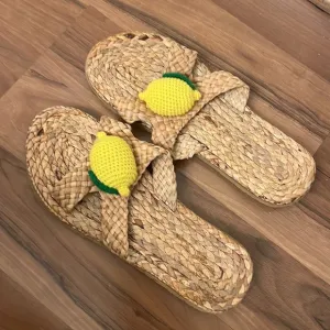 Lightweight Woven Lemon Slides