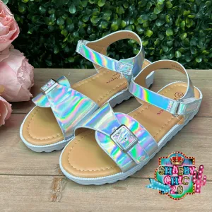 Little Girl's Holographic Velcro Sandals
