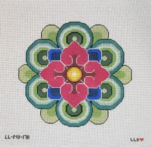 LL-PW-17B Pink Mandala Flower Pillow