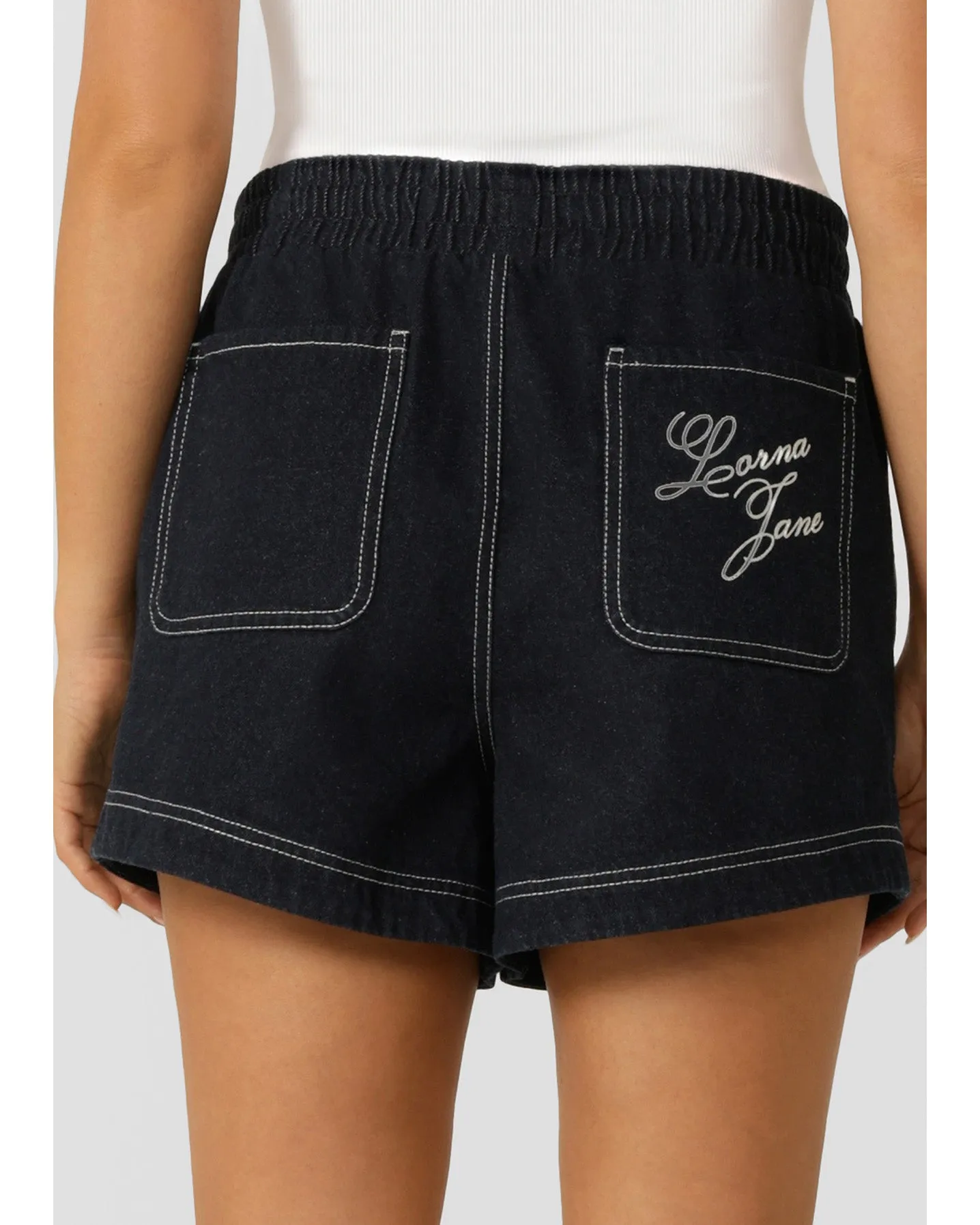 Lorna Jane Off Duty Denim Pull on Shorts - French Navy