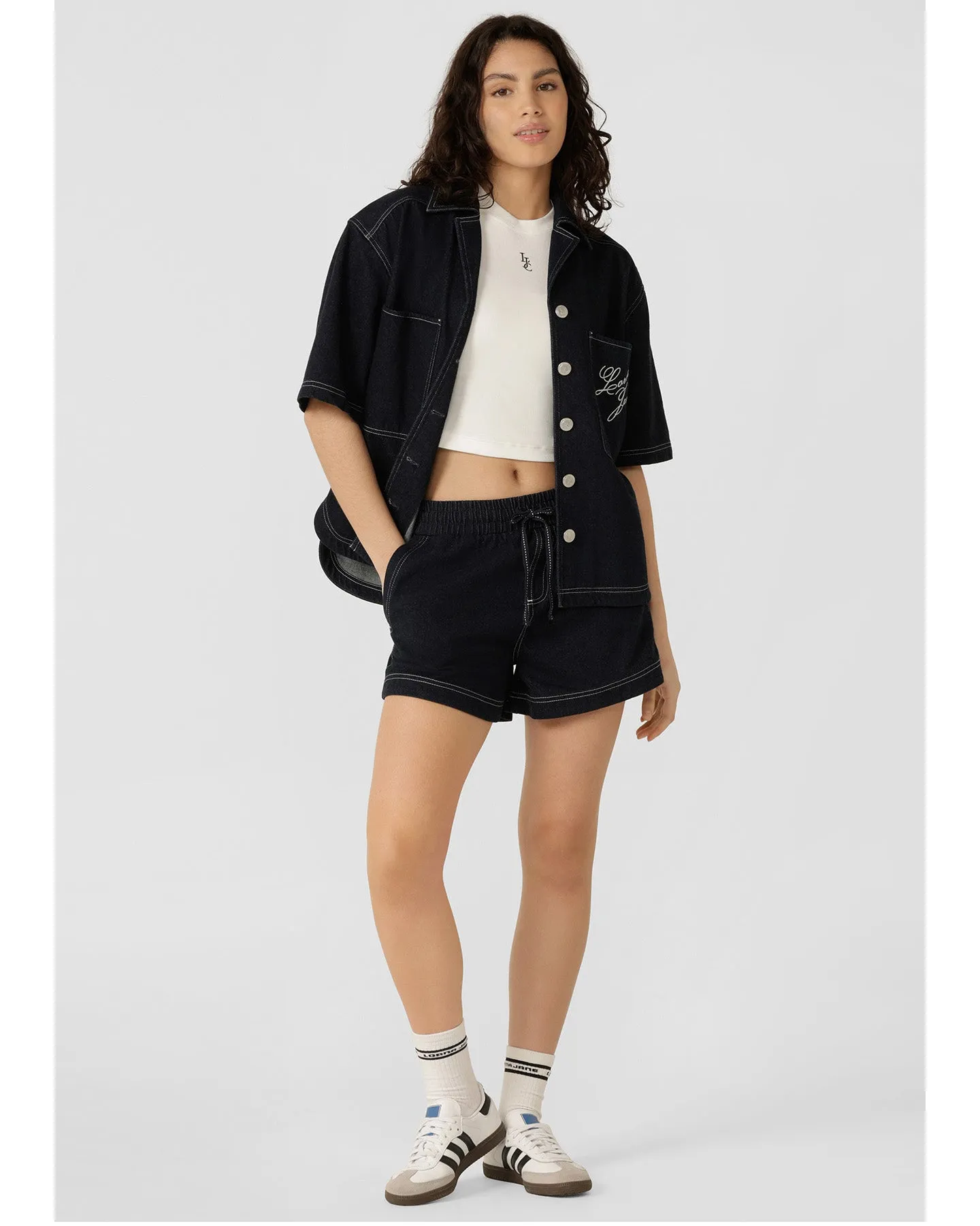 Lorna Jane Off Duty Denim Pull on Shorts - French Navy