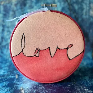 love more - single word hoop art