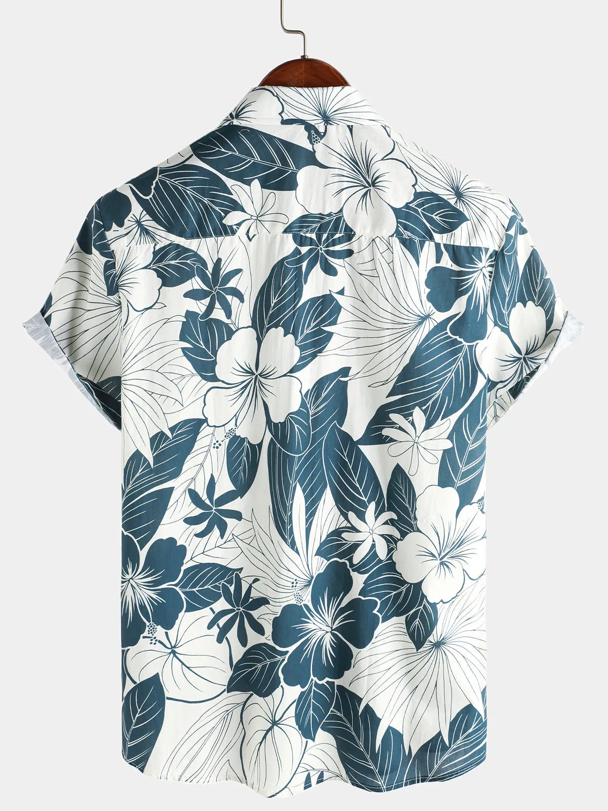 Men's 100% Cotton Hawaiian Floral Short Sleeve Button Beach Shirt