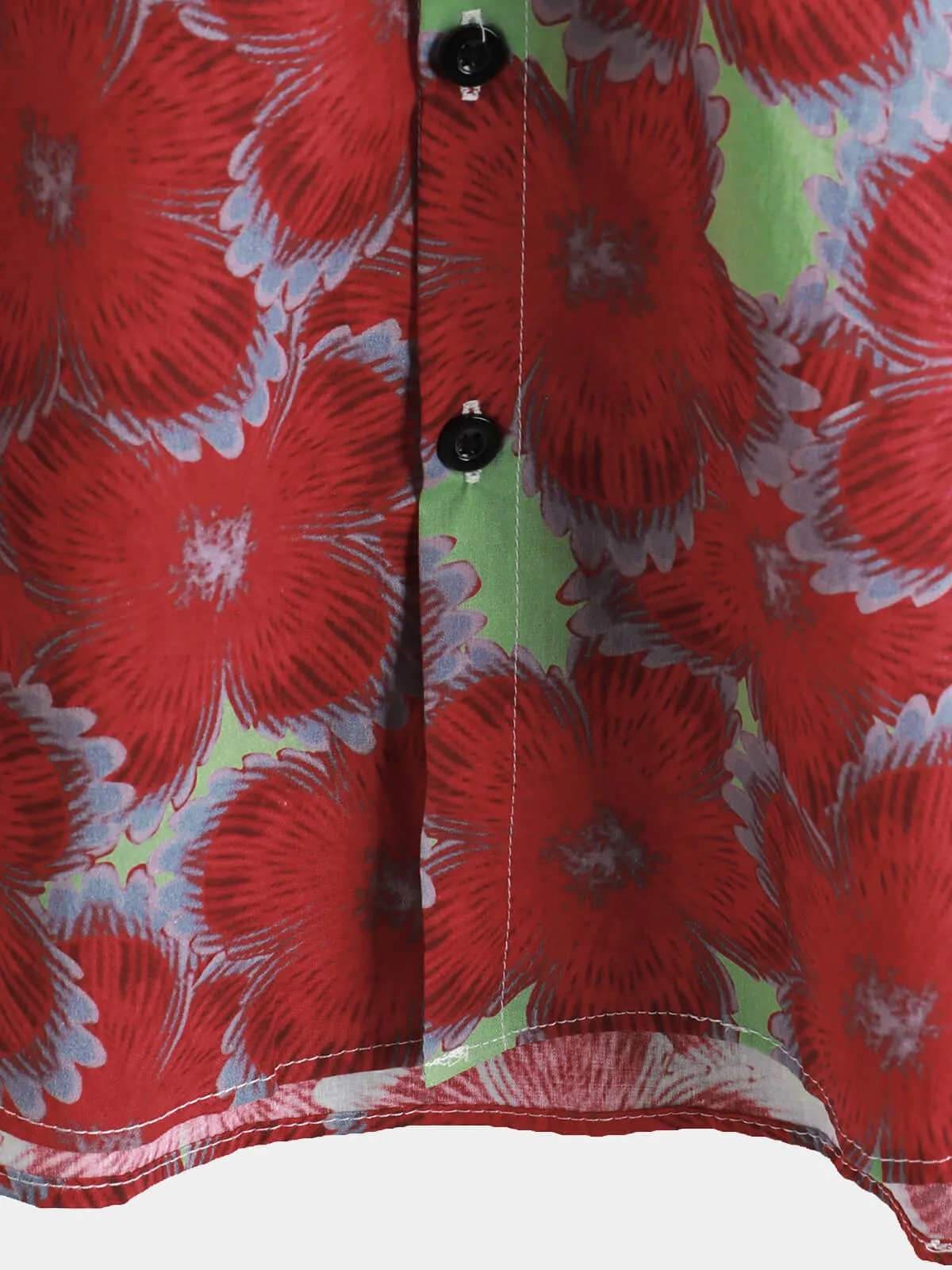 Men‘s 100% Cotton Hawaiian Red Floral Short Sleeve Button Summer Beach Shirt