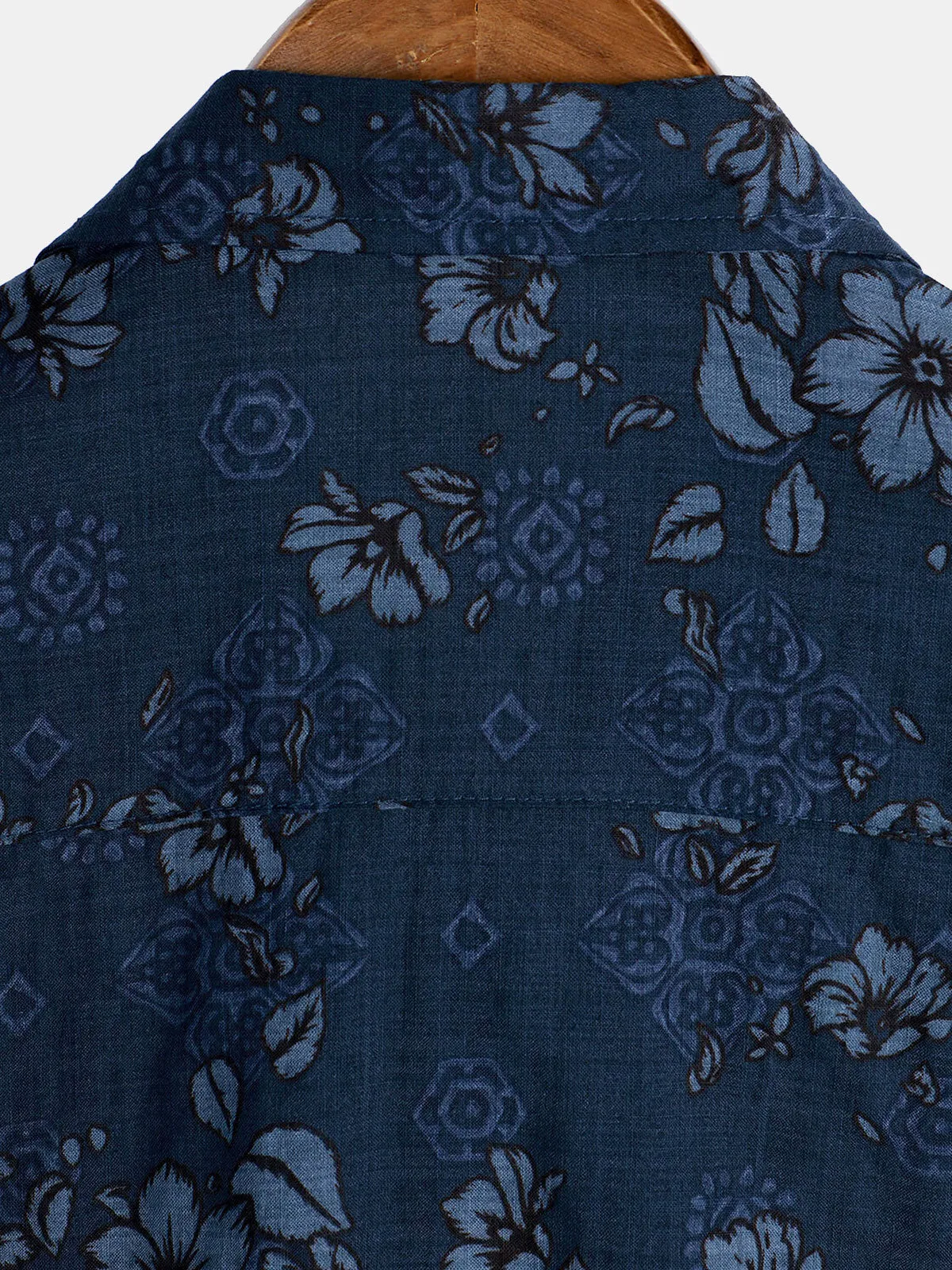 Men's Blue Cotton Floral Hawaiian Vintage Shirt