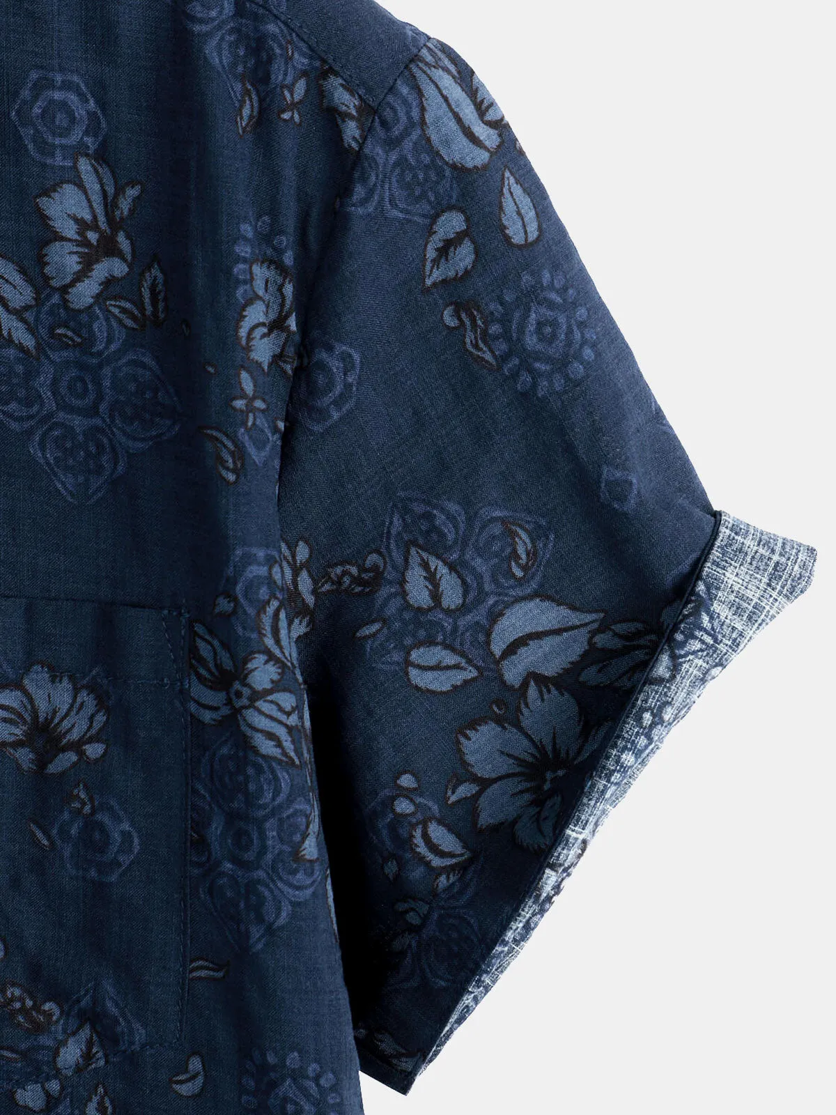 Men's Blue Cotton Floral Hawaiian Vintage Shirt