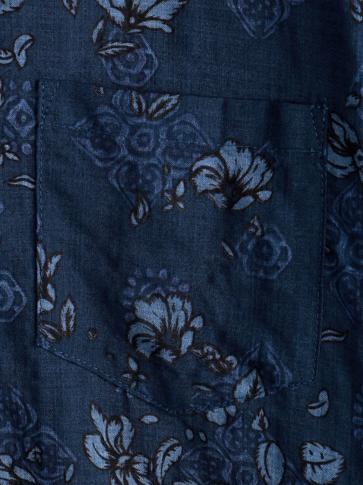 Men's Blue Cotton Floral Hawaiian Vintage Shirt