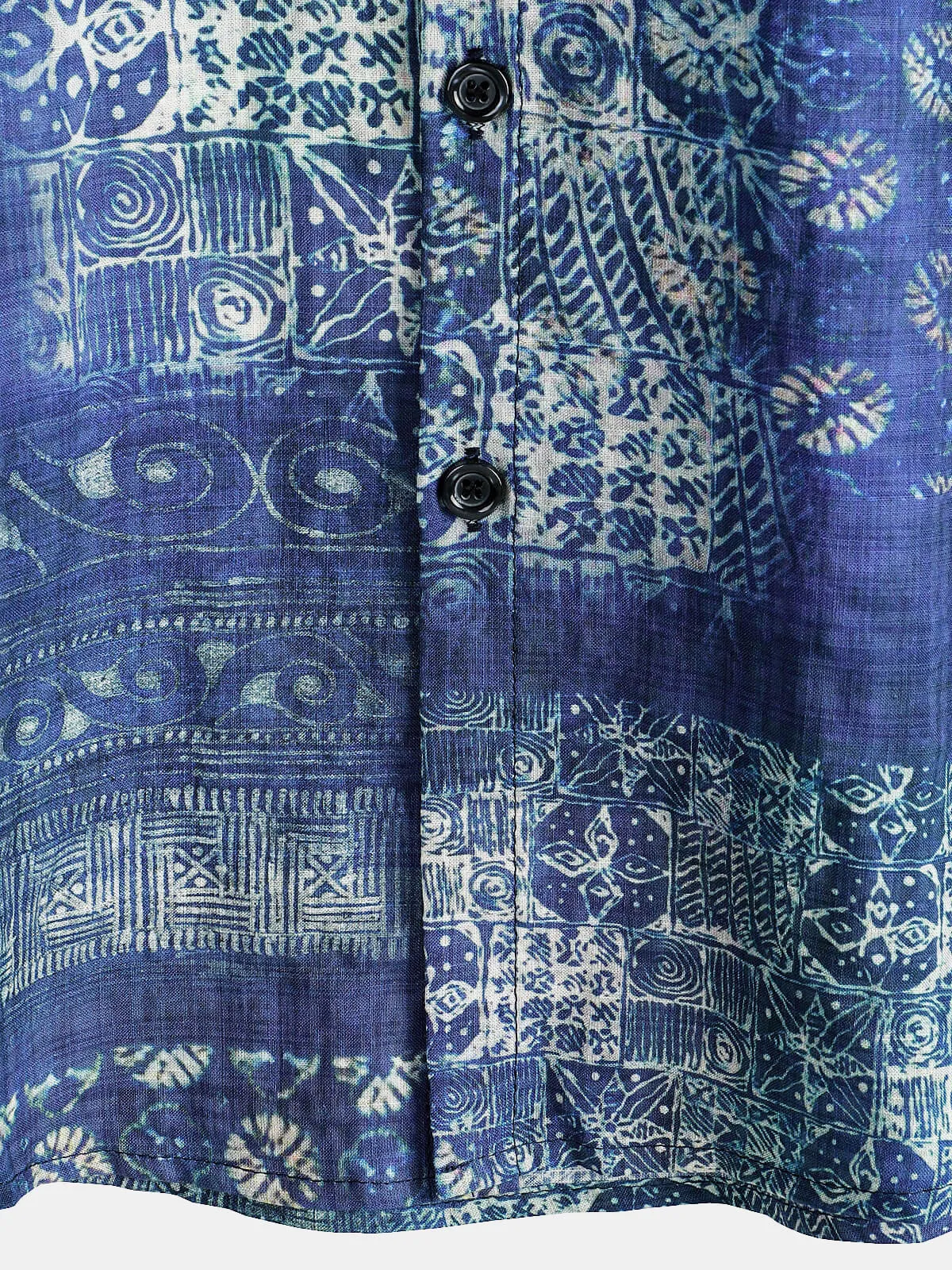 Men's Blue Vintage Beach Short Sleeve Summer Shirt