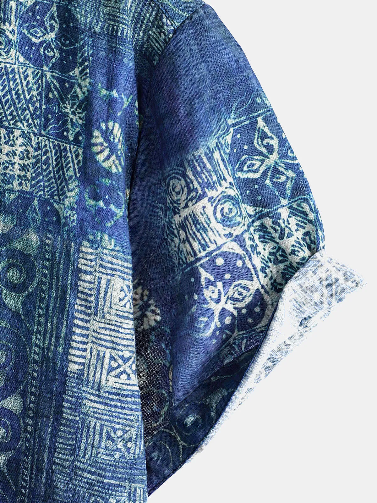 Men's Blue Vintage Beach Short Sleeve Summer Shirt