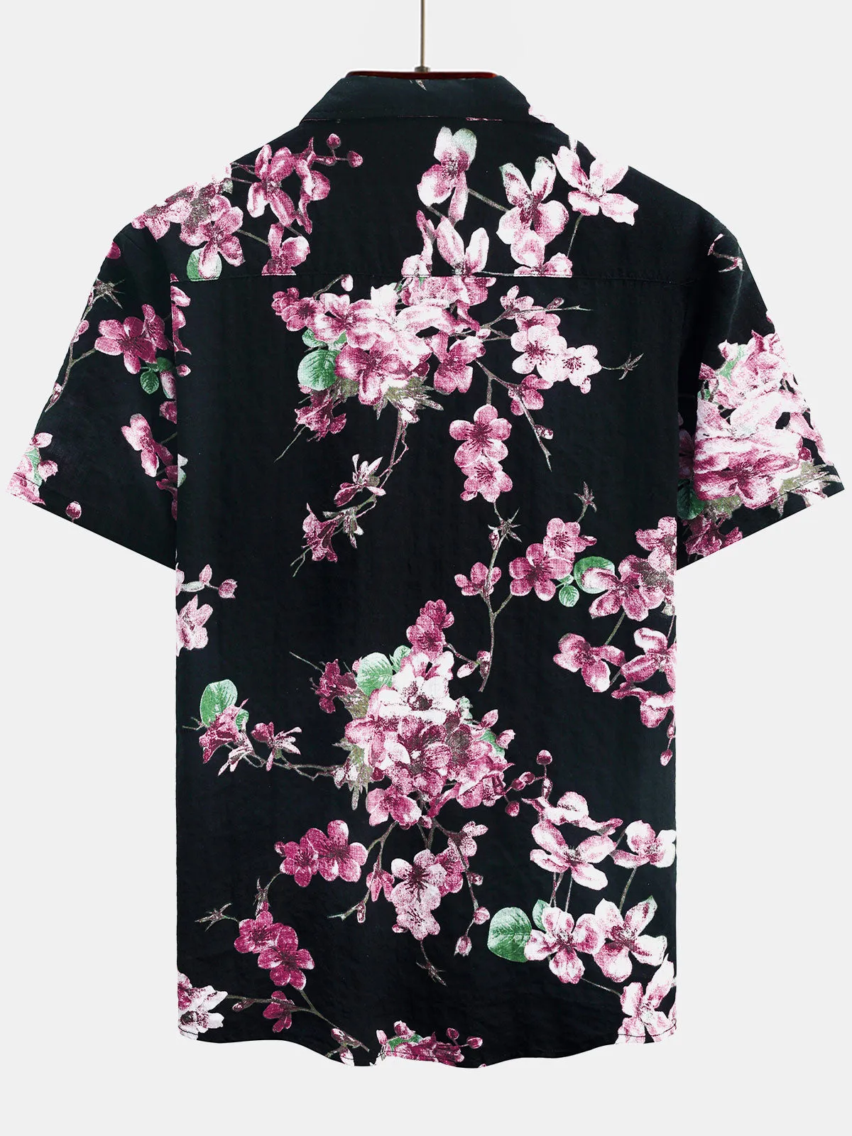 Men's Breathable Cotton Floral Summer Beach Short Sleeve Hawaiian Shirt